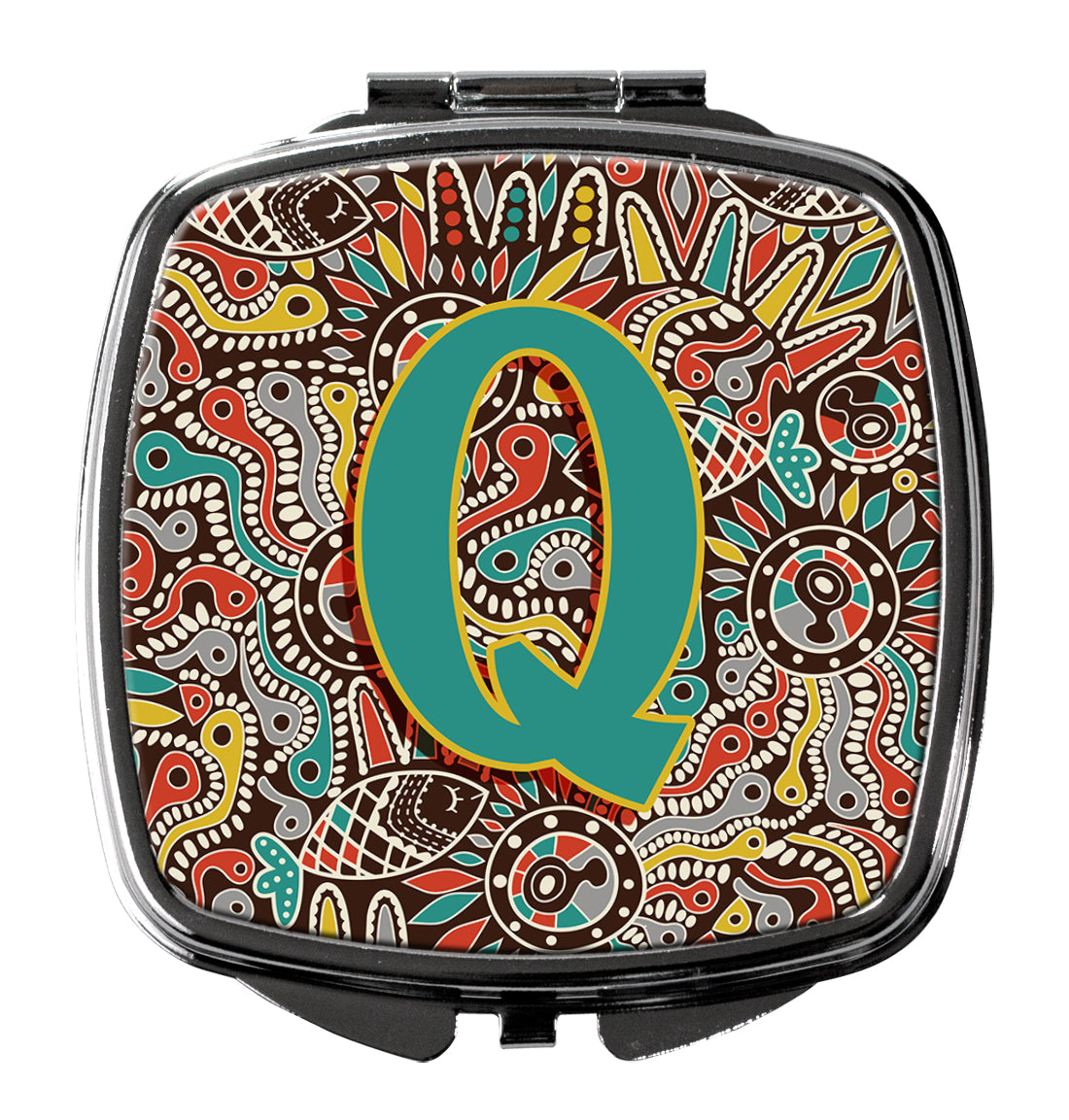 Letter Q Retro Tribal Alphabet Initial Compact Mirror CJ2013-QSCM