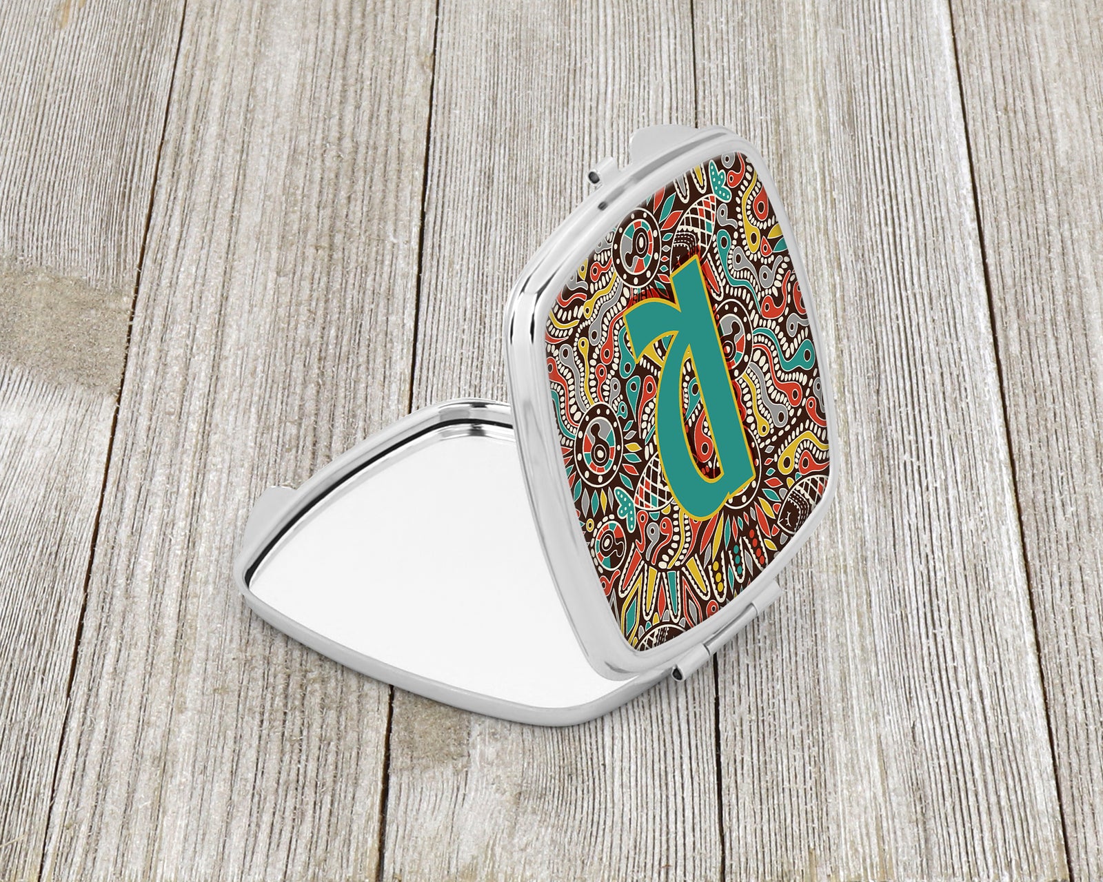 Caroline's Treasures Letter R Retro Tribal Alphabet Initial Compact Mirror – Stylish Purse Mirror with Artistic Covers CJ2013-RSCM