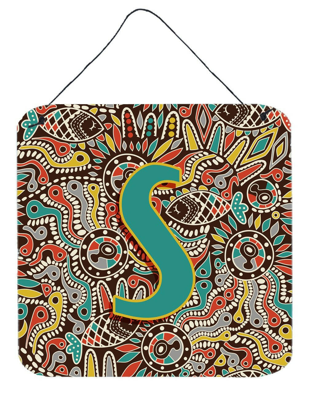 Letter S Retro Tribal Alphabet Initial Wall or Door Hanging Prints CJ2013-SDS66 by Caroline&#39;s Treasures