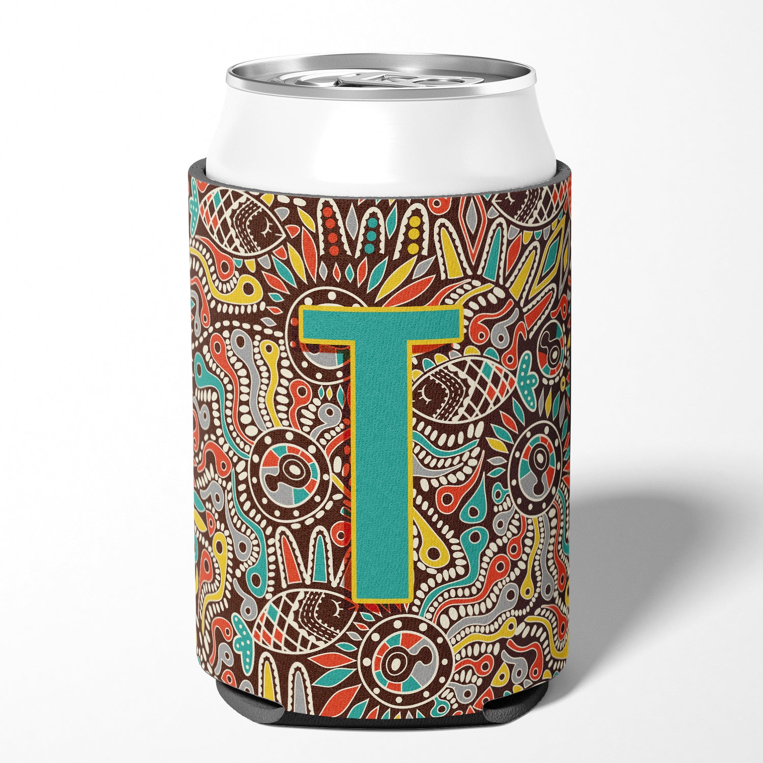 Lettre T Alphabet Tribal Rétro Initial Can ou Bottle Hugger CJ2013-TCC