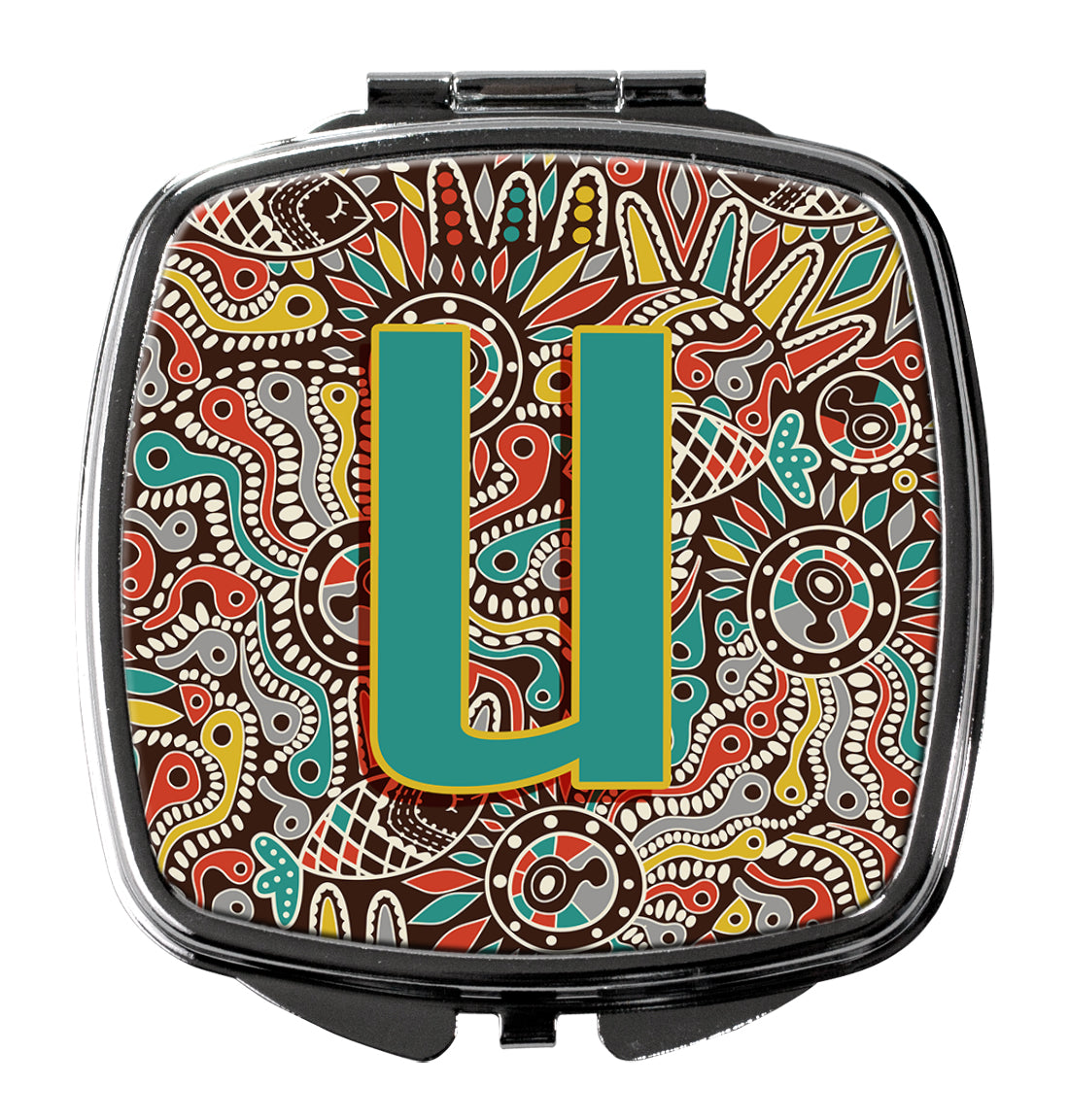 Letter U Retro Tribal Alphabet Initial Compact Mirror CJ2013-USCM  the-store.com.