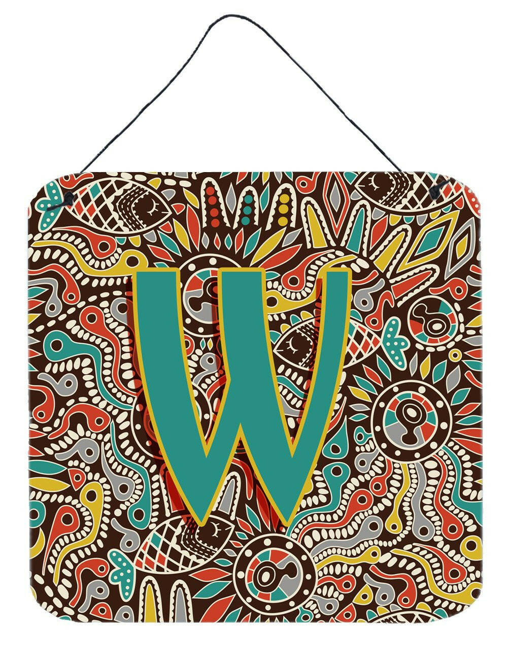 Letter W Retro Tribal Alphabet Initial Wall or Door Hanging Prints CJ2013-WDS66 by Caroline&#39;s Treasures