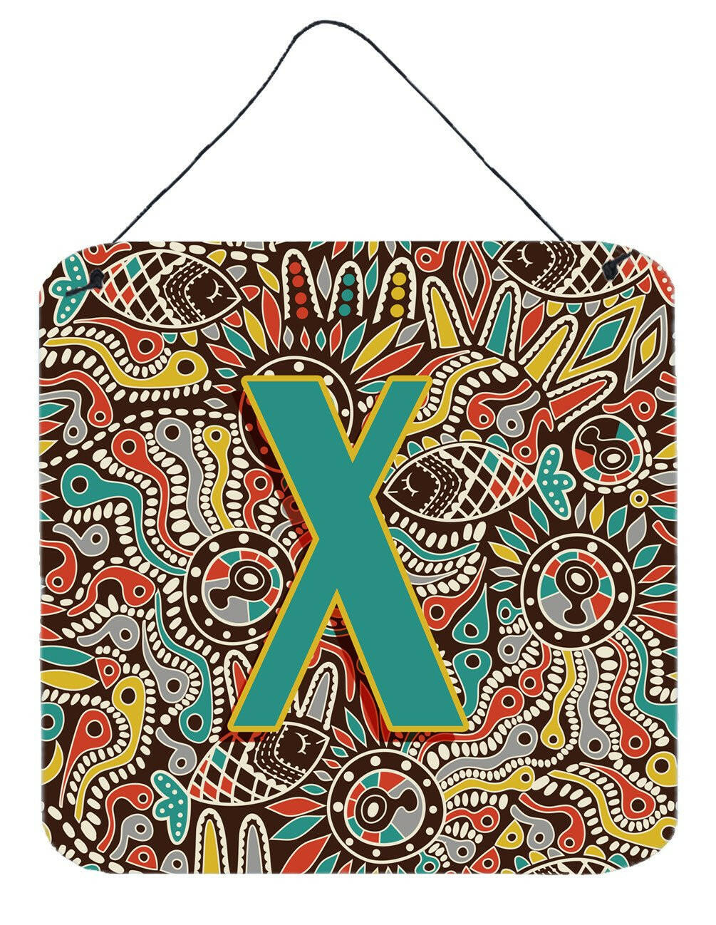 Letter X Retro Tribal Alphabet Initial Wall or Door Hanging Prints CJ2013-XDS66 by Caroline&#39;s Treasures
