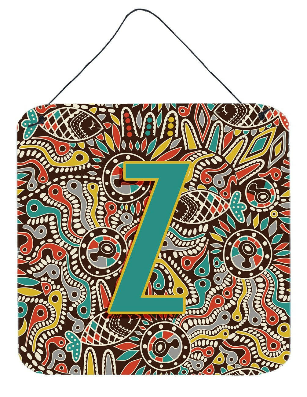 Letter Z Retro Tribal Alphabet Initial Wall or Door Hanging Prints CJ2013-ZDS66 by Caroline&#39;s Treasures