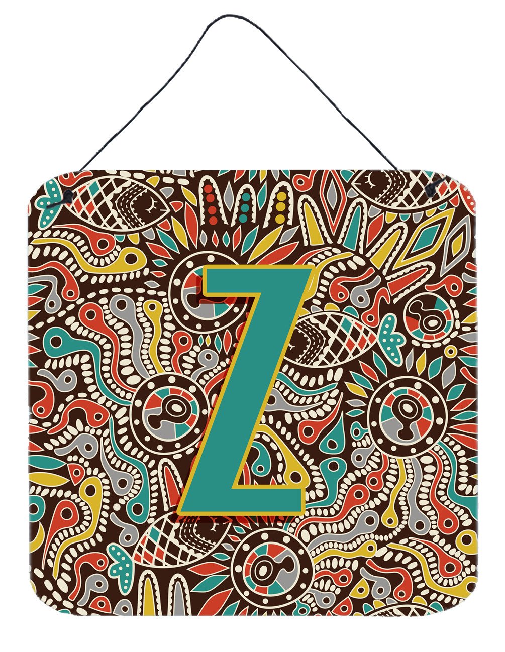 Letter Z Retro Tribal Alphabet Initial Wall or Door Hanging Prints CJ2013-ZDS66 by Caroline's Treasures