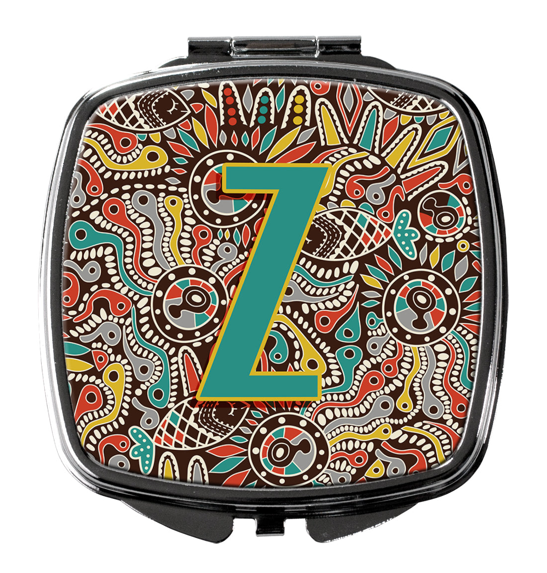 Caroline's Treasures Letter Z Retro Tribal Alphabet Initial Compact Mirror – Stylish Purse Mirror with Artistic Covers CJ2013-ZSCM