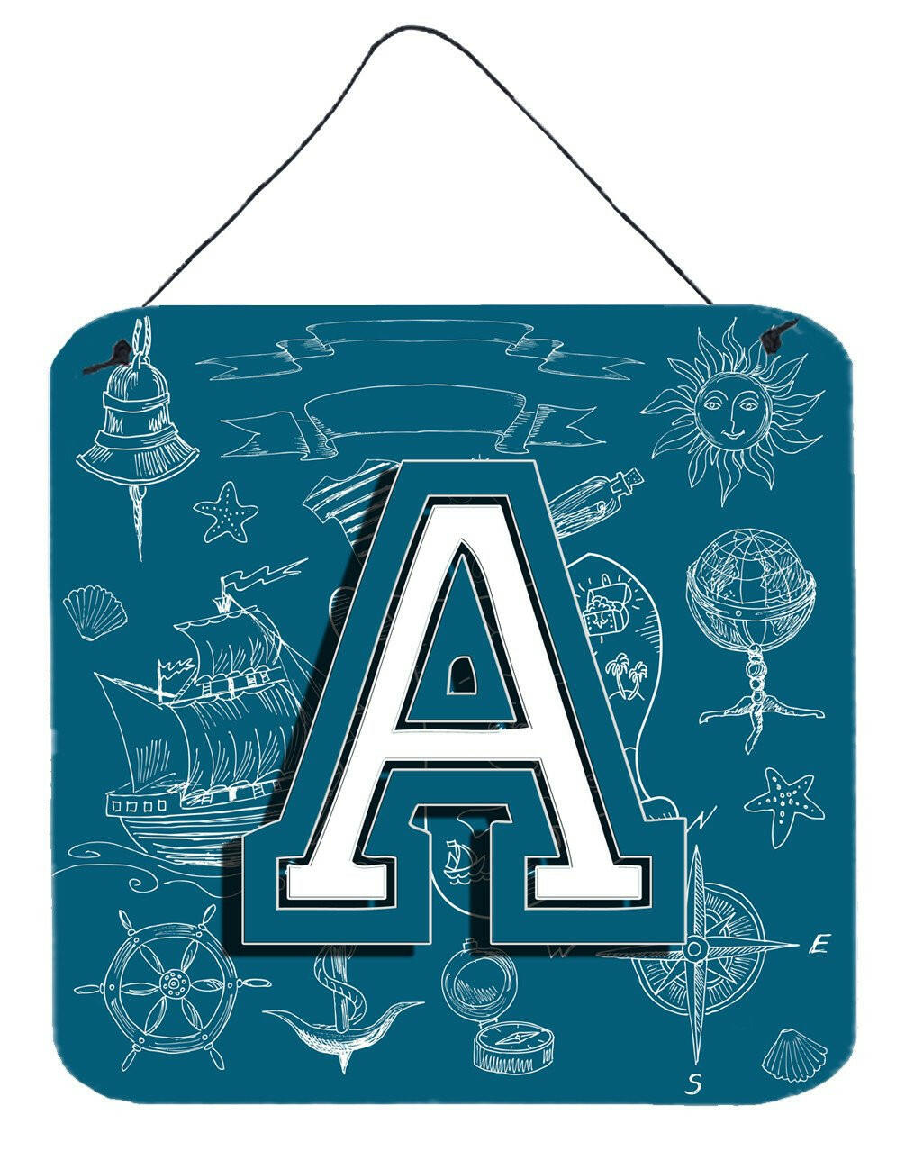 Letter A Sea Doodles Initial Alphabet Wall or Door Hanging Prints CJ2014-ADS66 by Caroline&#39;s Treasures