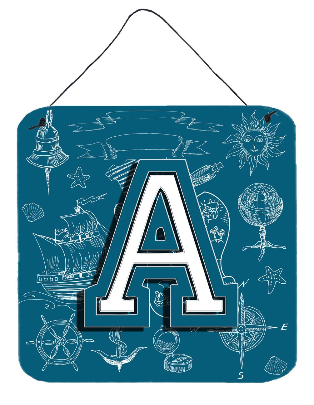 Letter A Sea Doodles Initial Alphabet Wall or Door Hanging Prints CJ2014-ADS66 by Caroline's Treasures