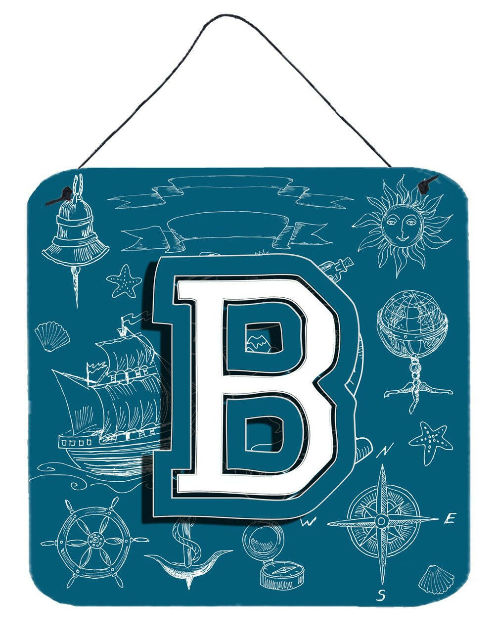 Letter B Sea Doodles Initial Alphabet Wall or Door Hanging Prints CJ2014-BDS66 by Caroline&#39;s Treasures
