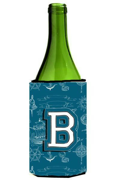 Letter B Sea Doodles Initial Alphabet Wine Bottle Beverage Insulator Hugger CJ2014-BLITERK by Caroline&#39;s Treasures
