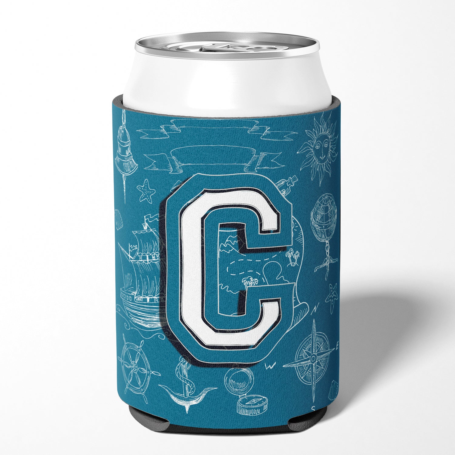 Lettre C Sea Doodles Initial Alphabet Can or Bottle Hugger CJ2014-CCC