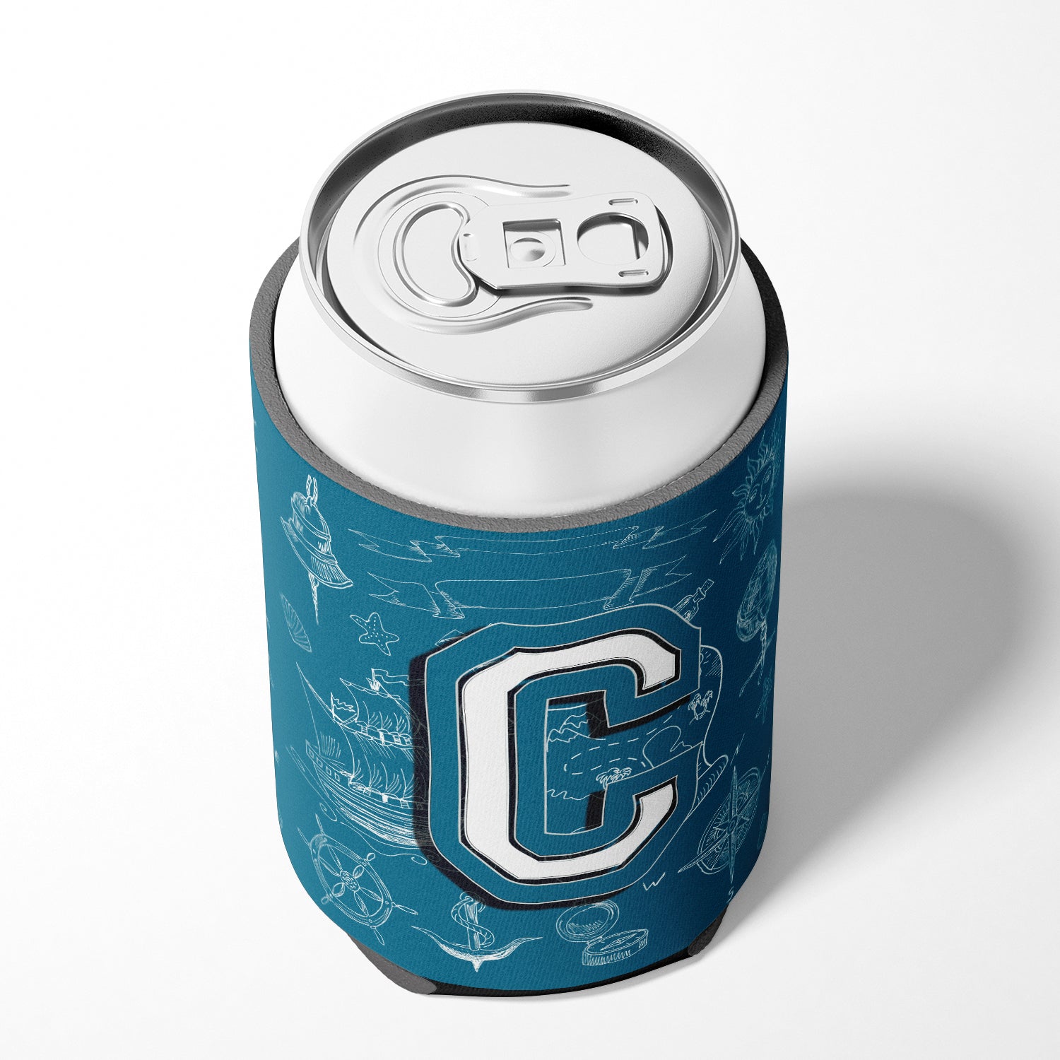 Letter C Sea Doodles Initial Alphabet Can or Bottle Hugger CJ2014-CCC.