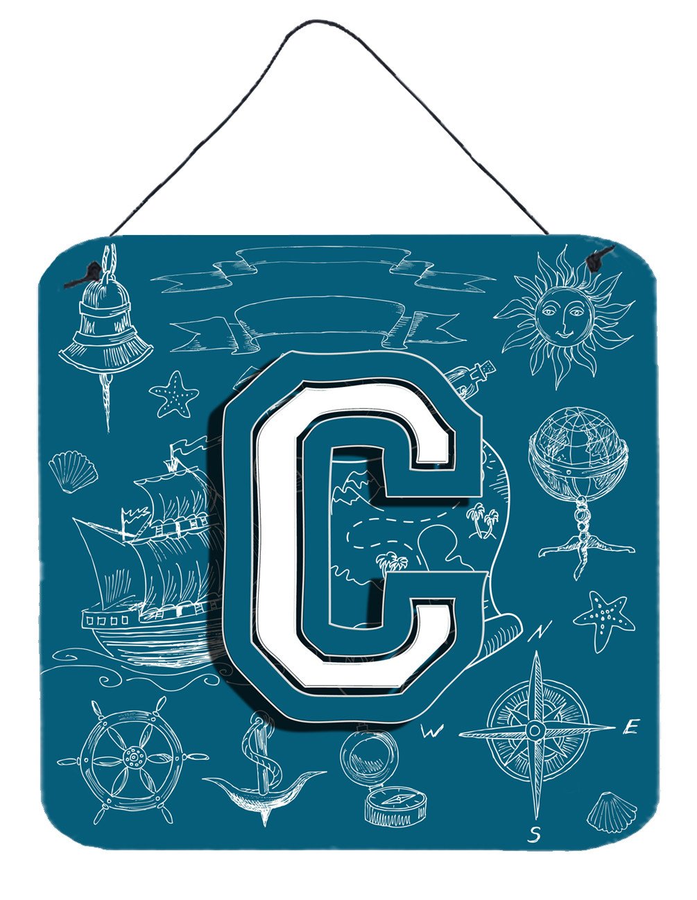 Letter C Sea Doodles Initial Alphabet Wall or Door Hanging Prints CJ2014-CDS66 by Caroline's Treasures