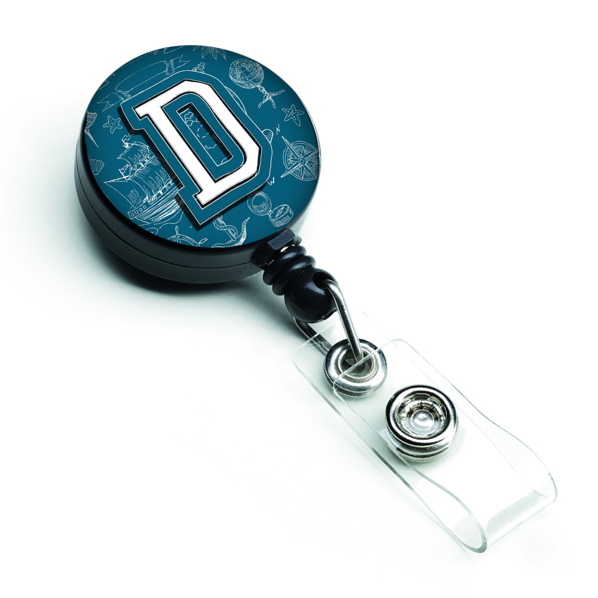Letter D Sea Doodles Initial Alphabet Retractable Badge Reel CJ2014-DBR  the-store.com.