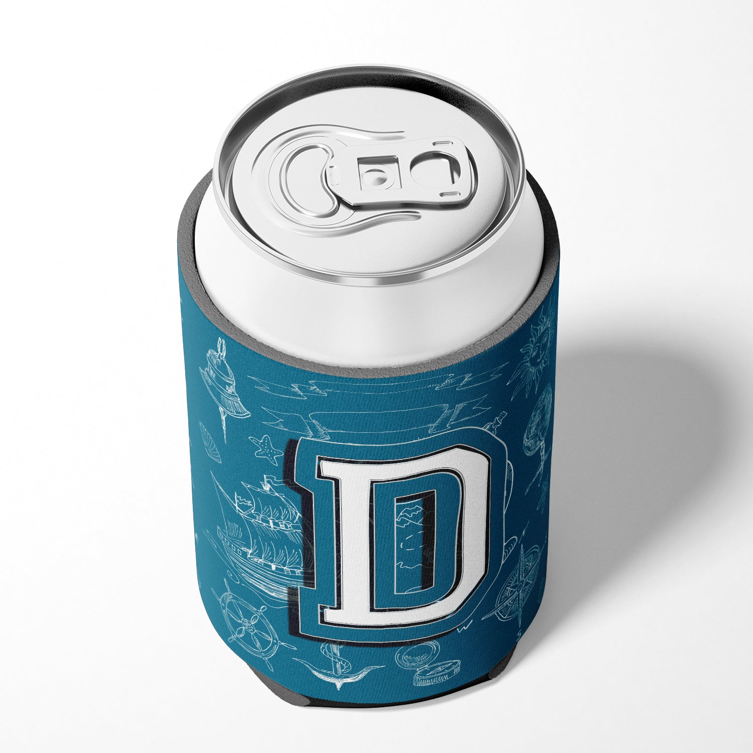 Letter D Sea Doodles Initial Alphabet Can or Bottle Hugger CJ2014-DCC.