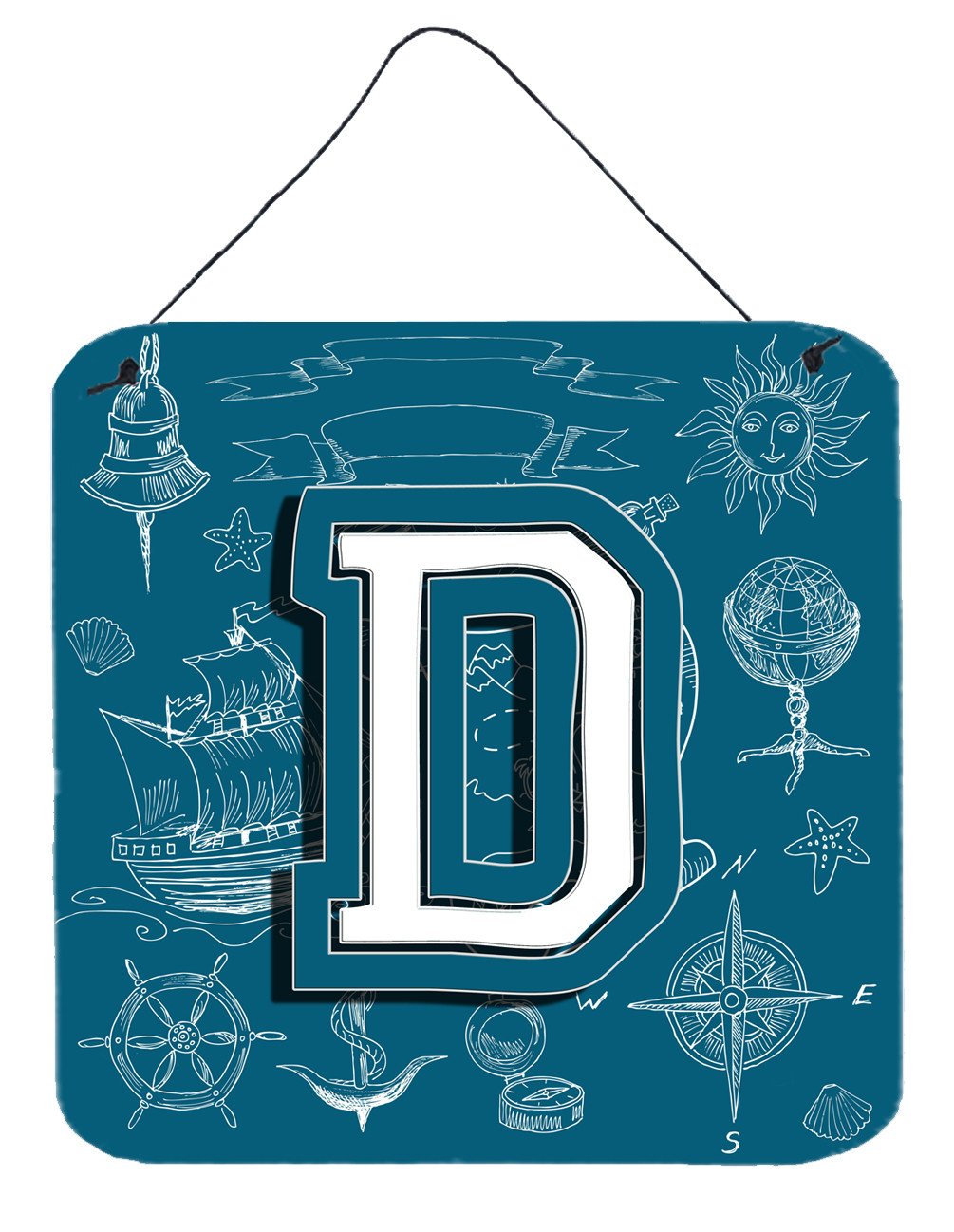 Letter D Sea Doodles Initial Alphabet Wall or Door Hanging Prints CJ2014-DDS66 by Caroline's Treasures