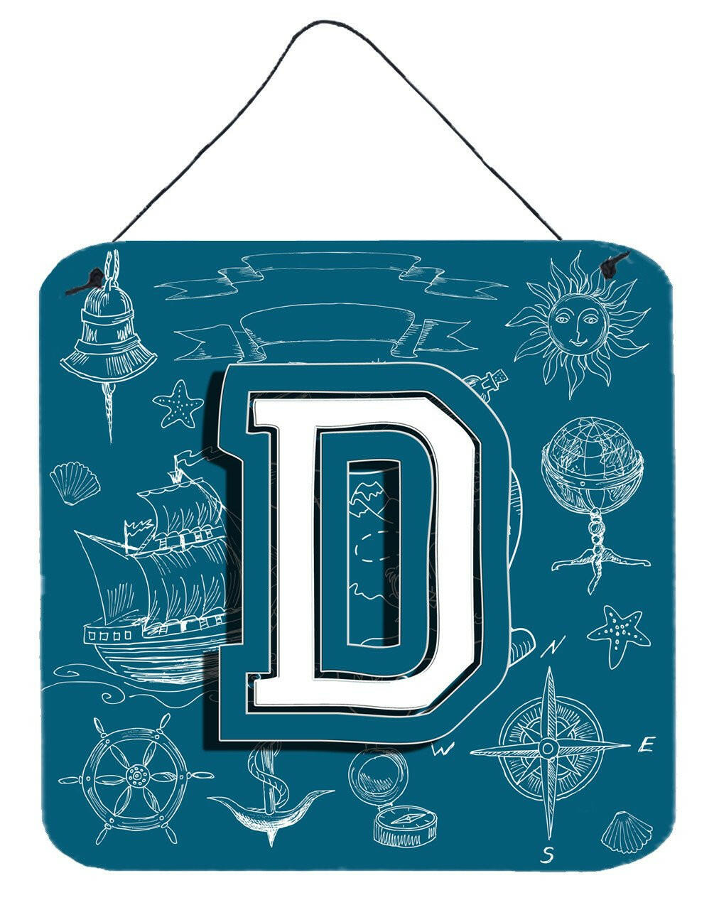 Letter D Sea Doodles Initial Alphabet Wall or Door Hanging Prints CJ2014-DDS66 by Caroline&#39;s Treasures
