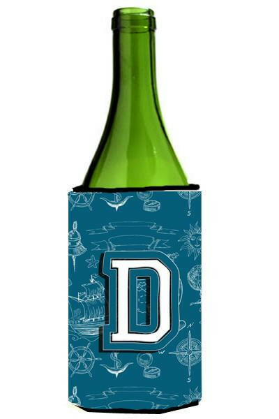 Letter D Sea Doodles Initial Alphabet Wine Bottle Beverage Insulator Hugger CJ2014-DLITERK by Caroline&#39;s Treasures