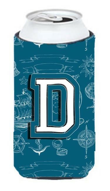 Letter D Sea Doodles Initial Alphabet Tall Boy Beverage Insulator Hugger CJ2014-DTBC by Caroline&#39;s Treasures