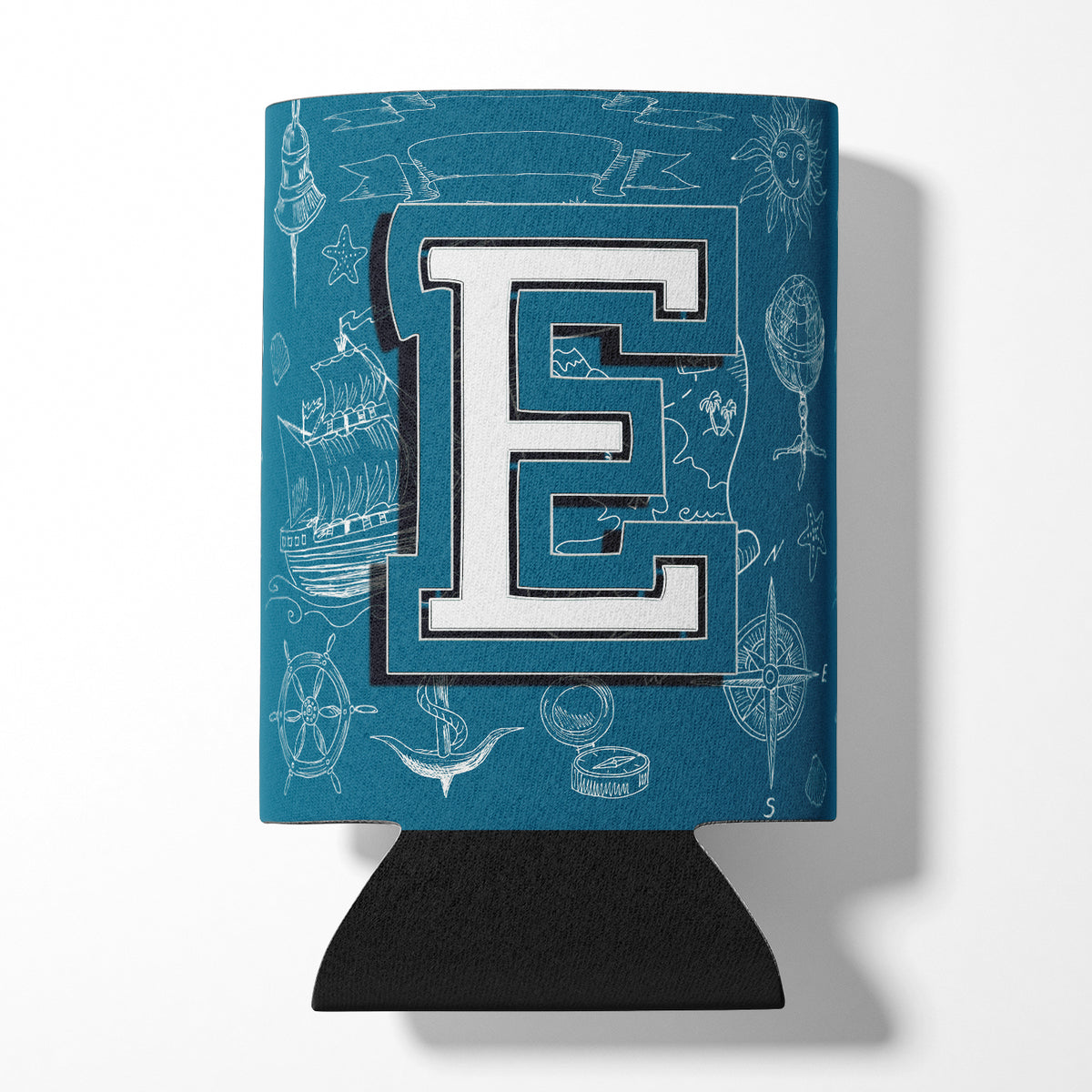 Letter E Sea Doodles Initial Alphabet Can or Bottle Hugger CJ2014-ECC
