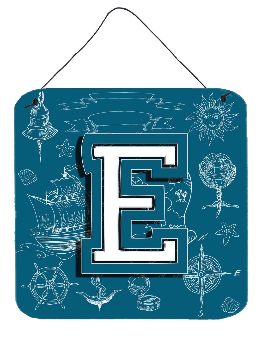 Letter E Sea Doodles Initial Alphabet Wall or Door Hanging Prints CJ2014-EDS66 by Caroline's Treasures