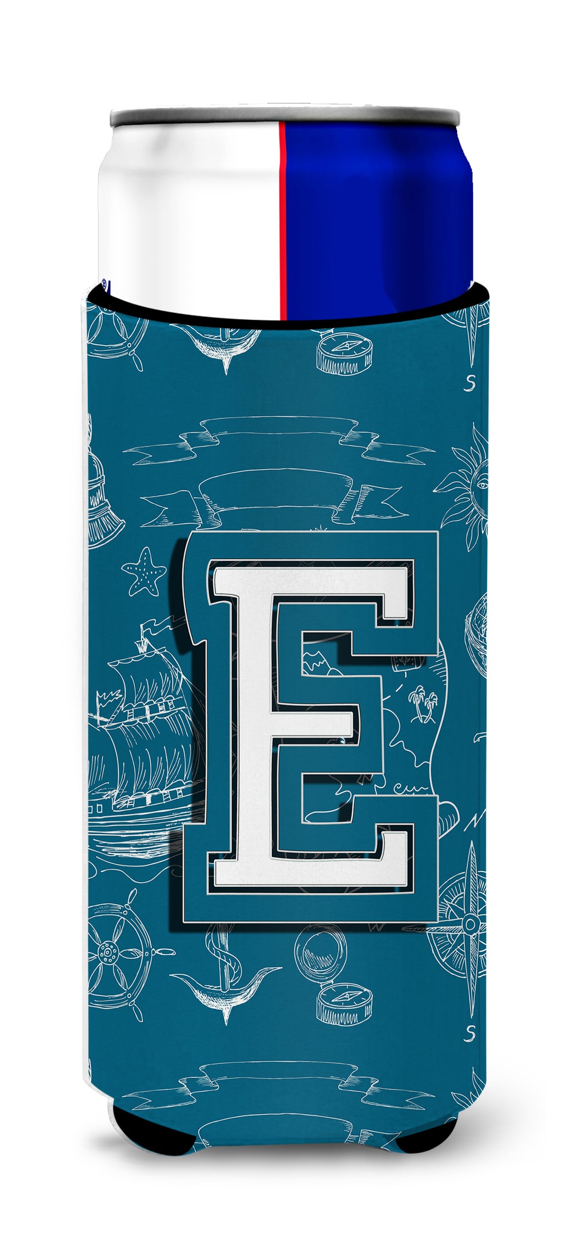 Lettre E Sea Doodles Initial Alphabet Ultra Beverage Isolateurs pour canettes minces CJ2014-EMUK