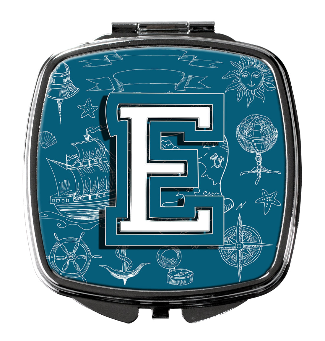 Letter E Sea Doodles Initial Alphabet Compact Mirror CJ2014-ESCM  the-store.com.