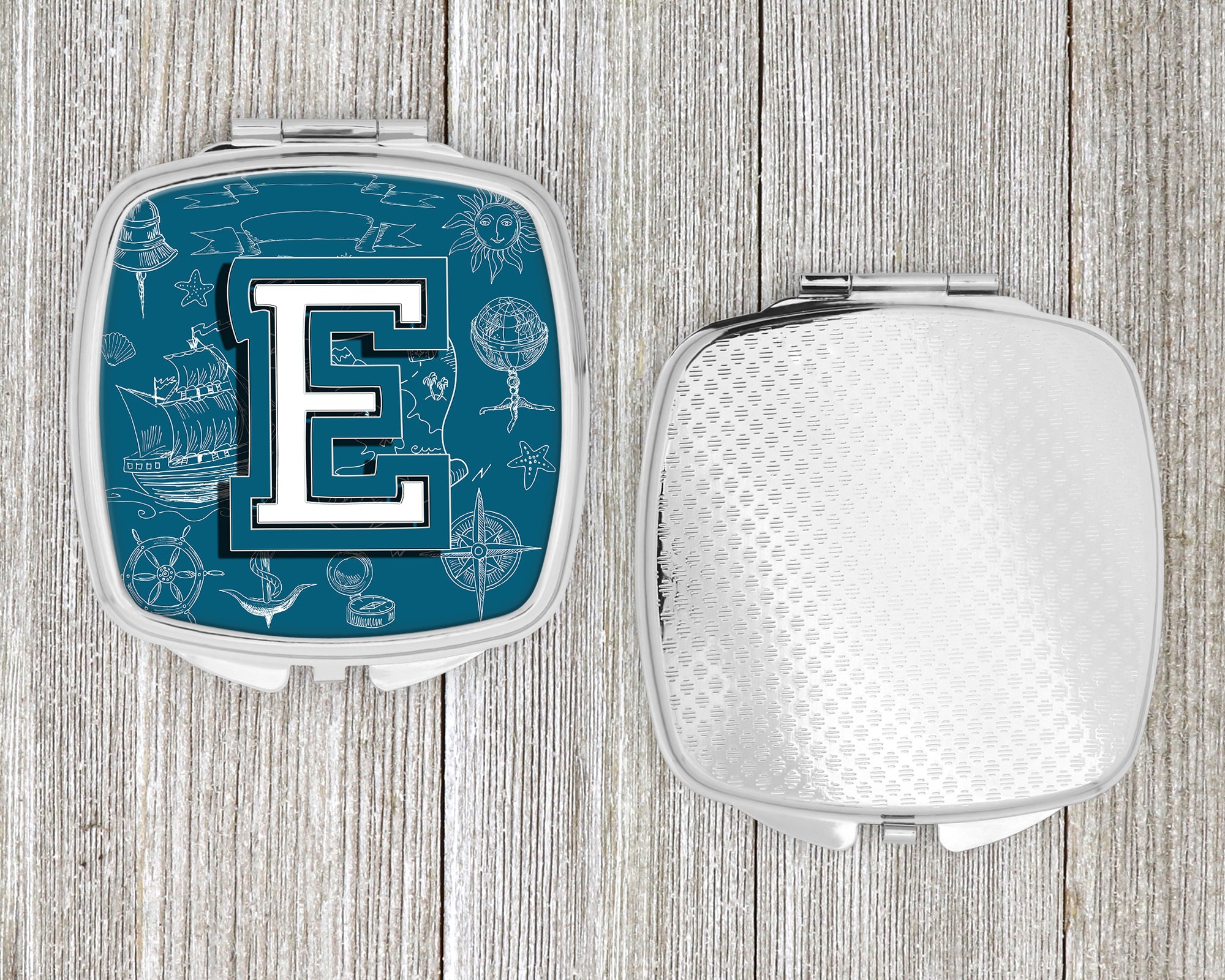 Letter E Sea Doodles Initial Alphabet Compact Mirror CJ2014-ESCM
