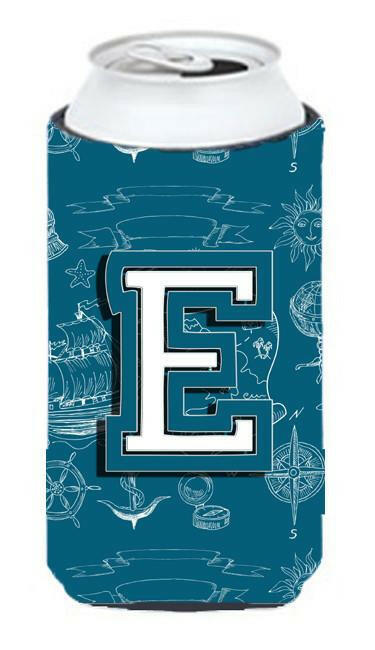 Letter E Sea Doodles Initial Alphabet Tall Boy Beverage Insulator Hugger CJ2014-ETBC by Caroline&#39;s Treasures