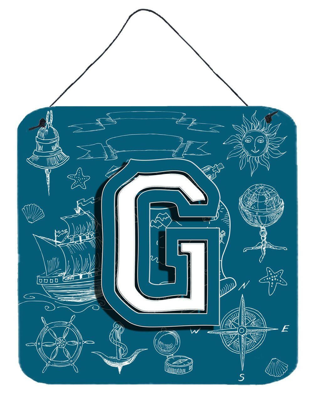 Letter G Sea Doodles Initial Alphabet Wall or Door Hanging Prints CJ2014-GDS66 by Caroline's Treasures