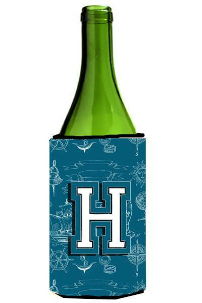 Letter H Sea Doodles Initial Alphabet Wine Bottle Beverage Insulator Hugger CJ2014-HLITERK by Caroline&#39;s Treasures