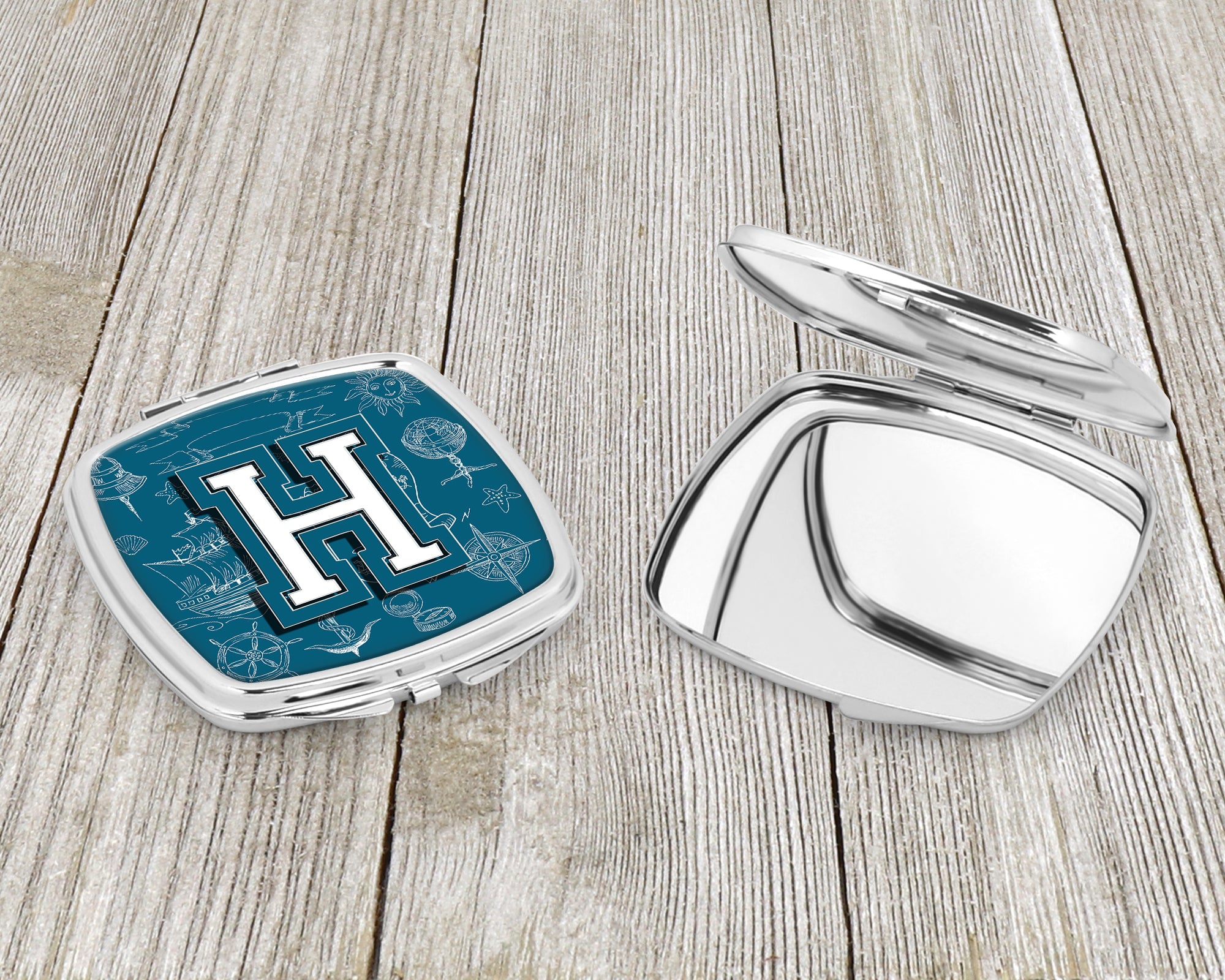 Letter H Sea Doodles Initial Alphabet Compact Mirror CJ2014-HSCM