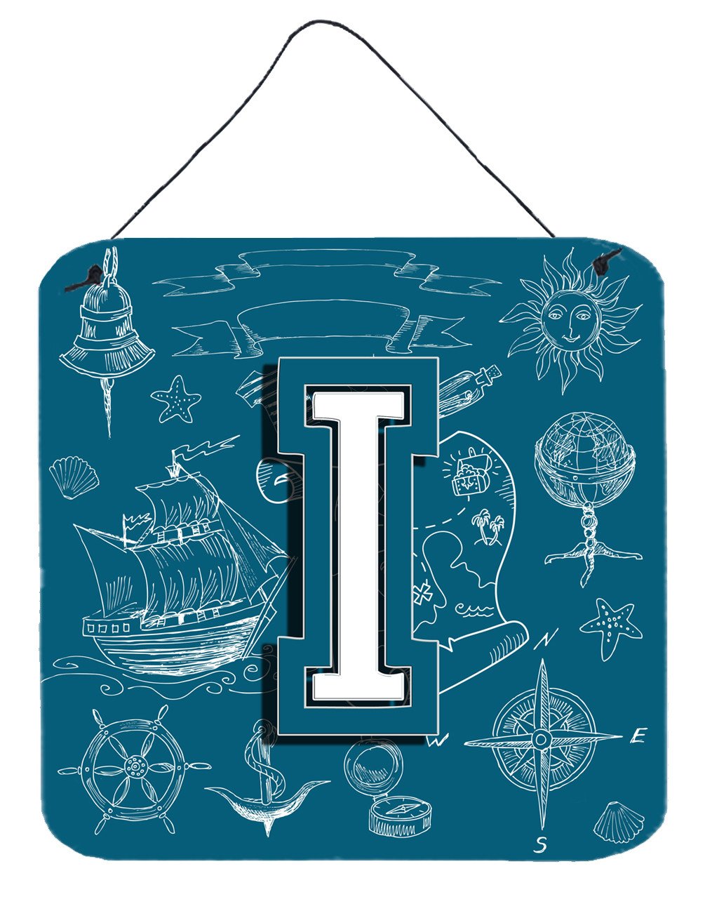 Letter I Sea Doodles Initial Alphabet Wall or Door Hanging Prints CJ2014-IDS66 by Caroline's Treasures
