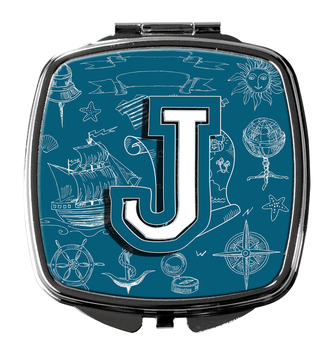 Letter J Sea Doodles Initial Alphabet Compact Mirror CJ2014-JSCM  the-store.com.