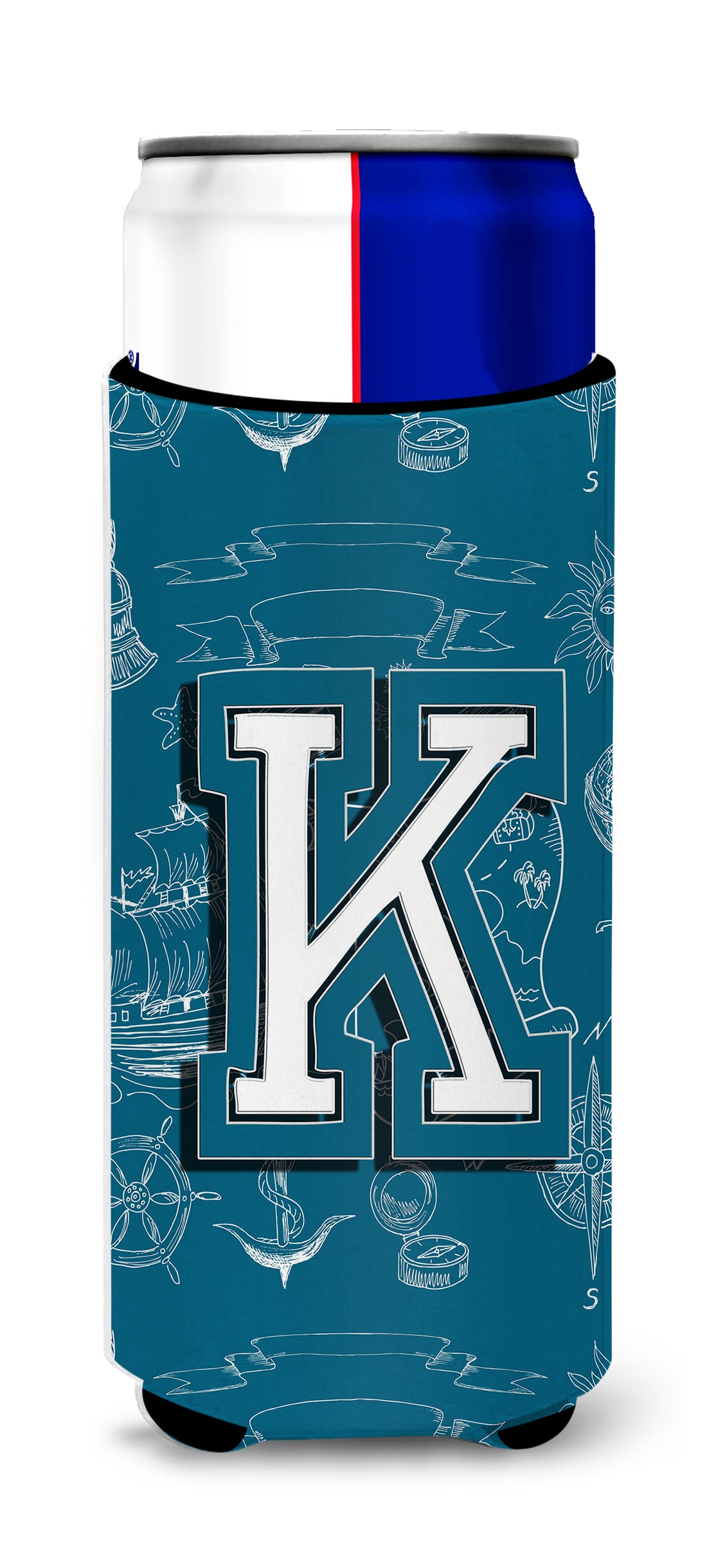 Lettre K Sea Doodles Initial Alphabet Ultra Beverage Isolateurs pour canettes minces CJ2014-KMUK