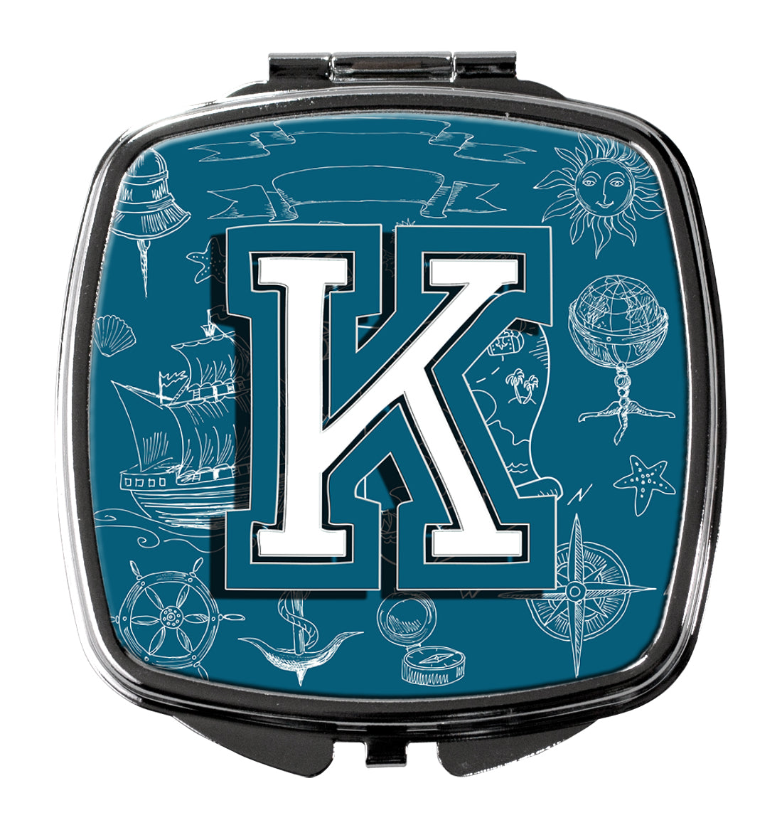 Letter K Sea Doodles Initial Alphabet Compact Mirror CJ2014-KSCM  the-store.com.