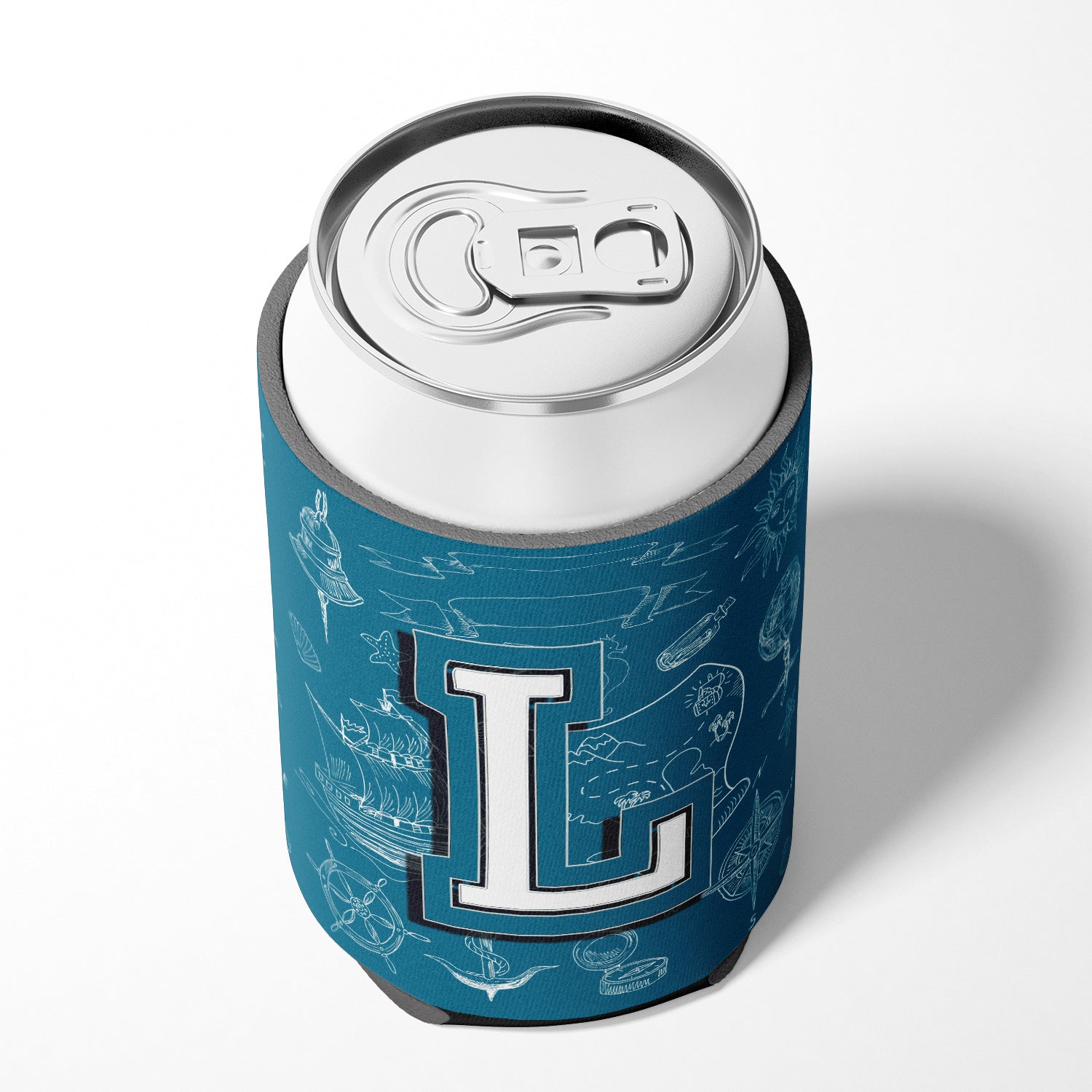 Letter L Sea Doodles Initial Alphabet Can or Bottle Hugger CJ2014-LCC.