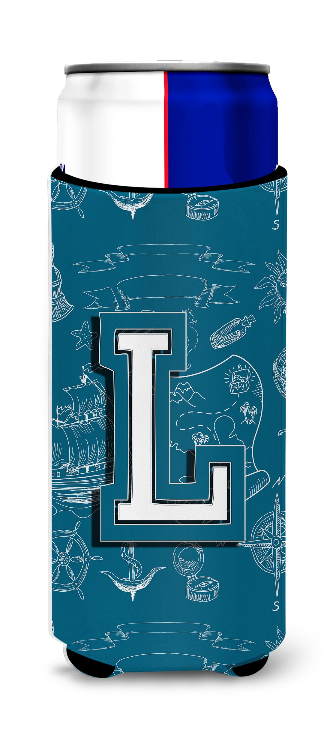 Lettre L Sea Doodles Initial Alphabet Ultra Beverage Isolateurs pour canettes minces CJ2014-LMFR