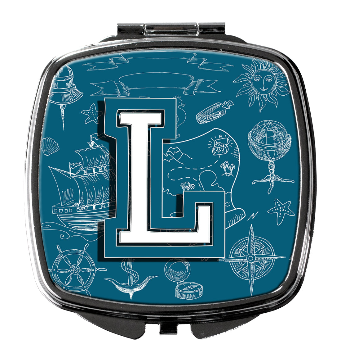 Letter L Sea Doodles Initial Alphabet Compact Mirror CJ2014-LSCM  the-store.com.