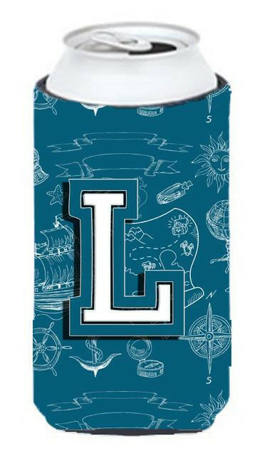 Letter L Sea Doodles Initial Alphabet Tall Boy Beverage Insulator Hugger CJ2014-LTBC by Caroline&#39;s Treasures