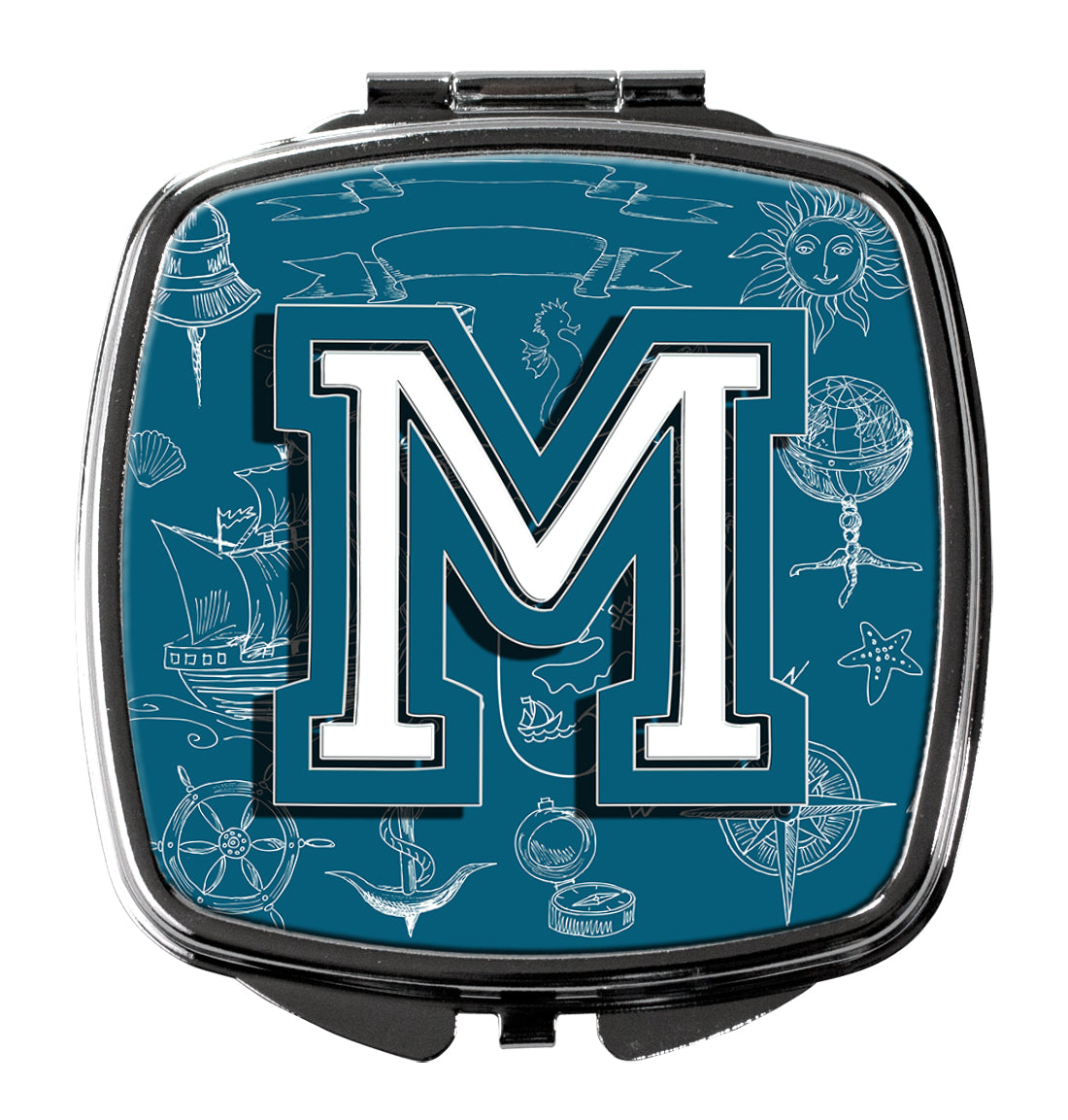 Letter M Sea Doodles Initial Alphabet Compact Mirror CJ2014-MSCM  the-store.com.
