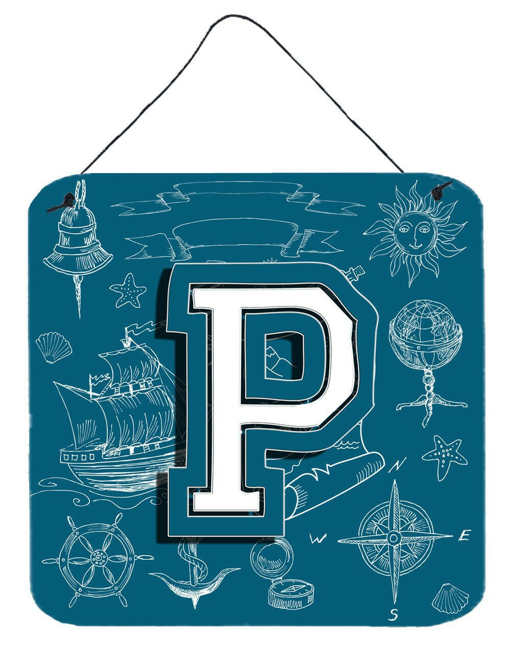 Letter P Sea Doodles Initial Alphabet Wall or Door Hanging Prints CJ2014-PDS66 by Caroline's Treasures