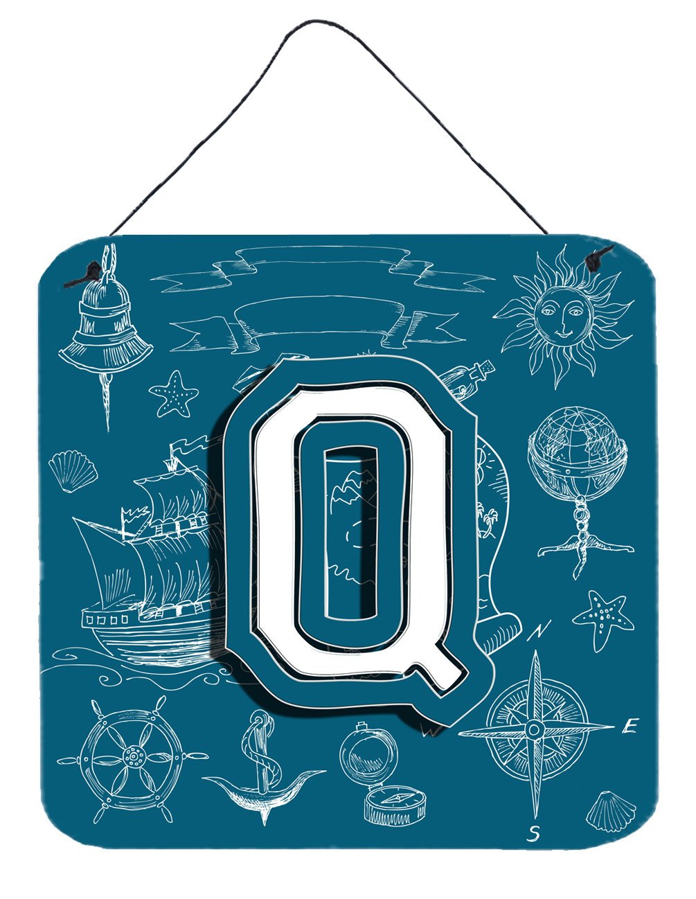 Letter Q Sea Doodles Initial Alphabet Wall or Door Hanging Prints CJ2014-QDS66 by Caroline&#39;s Treasures