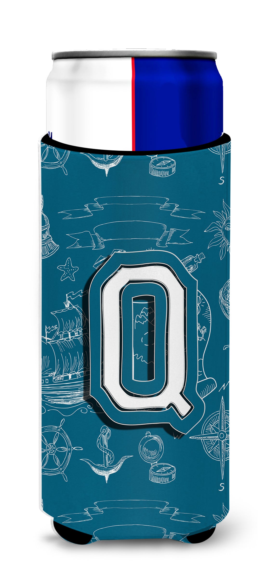 Lettre Q Sea Doodles Initial Alphabet Ultra Beverage Isolateurs pour canettes minces CJ2014-QMUK