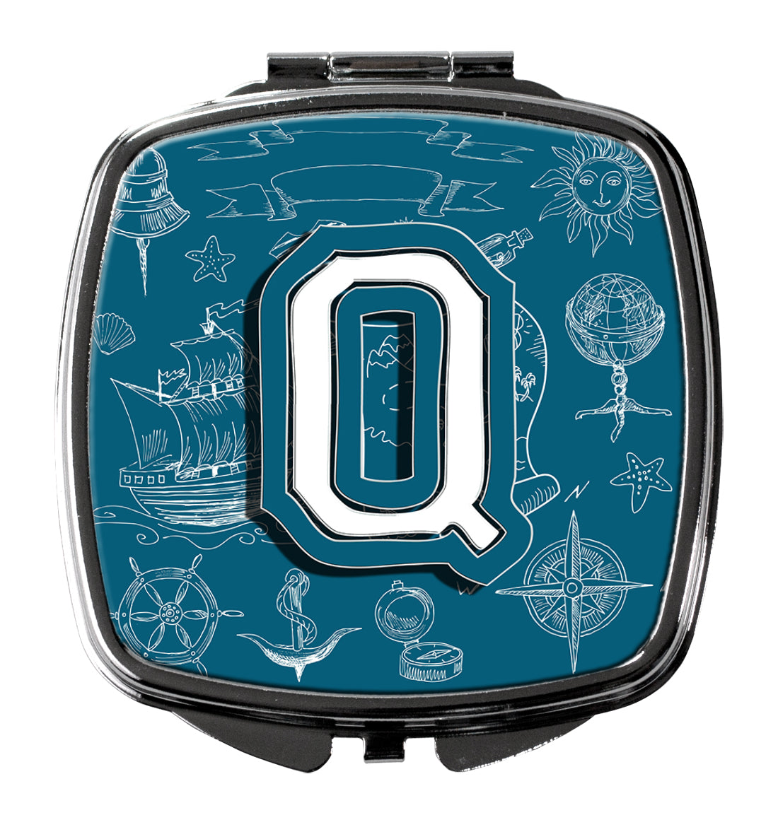 Letter Q Sea Doodles Initial Alphabet Compact Mirror CJ2014-QSCM