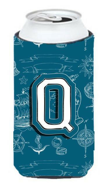 Letter Q Sea Doodles Initial Alphabet Tall Boy Beverage Insulator Hugger CJ2014-QTBC by Caroline&#39;s Treasures