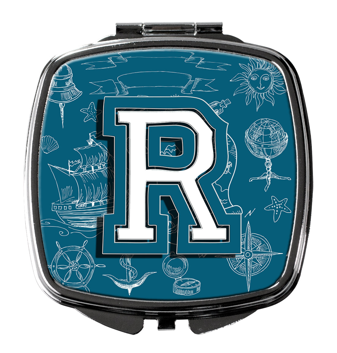 Letter R Sea Doodles Initial Alphabet Compact Mirror CJ2014-RSCM  the-store.com.