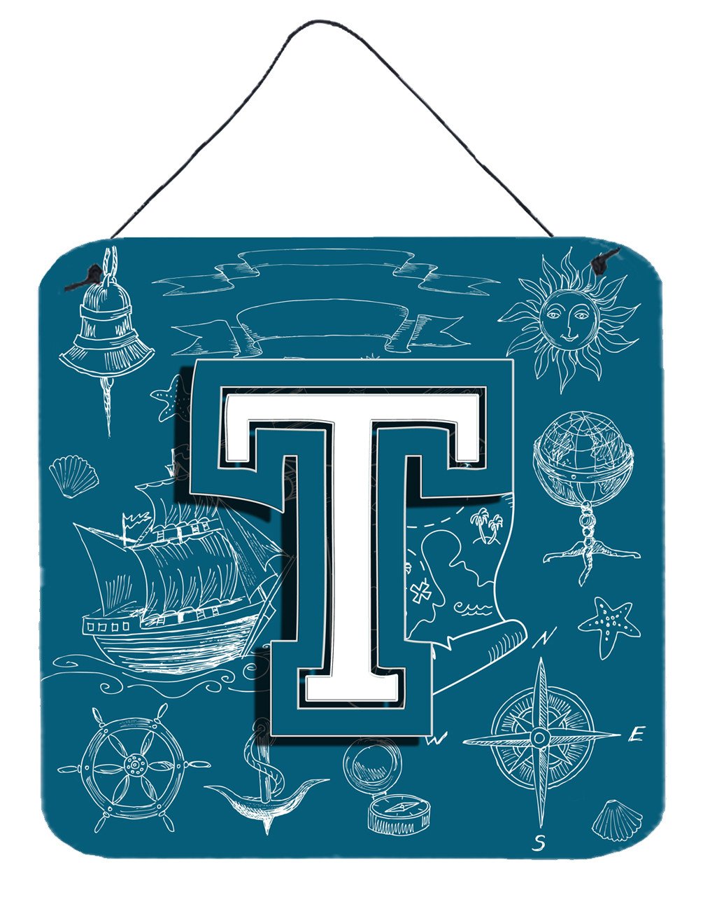Letter T Sea Doodles Initial Alphabet Wall or Door Hanging Prints CJ2014-TDS66 by Caroline's Treasures