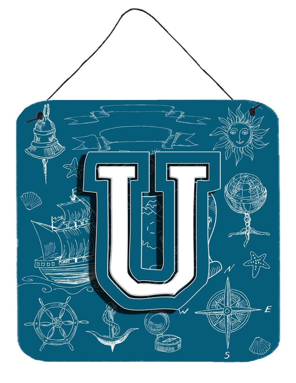 Letter U Sea Doodles Initial Alphabet Wall or Door Hanging Prints CJ2014-UDS66 by Caroline's Treasures