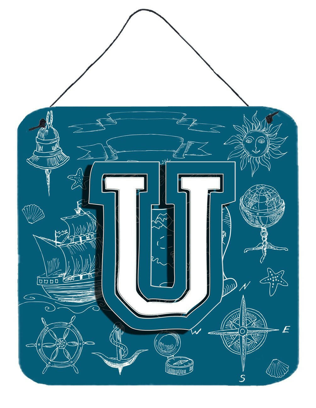 Letter U Sea Doodles Initial Alphabet Wall or Door Hanging Prints CJ2014-UDS66 by Caroline&#39;s Treasures